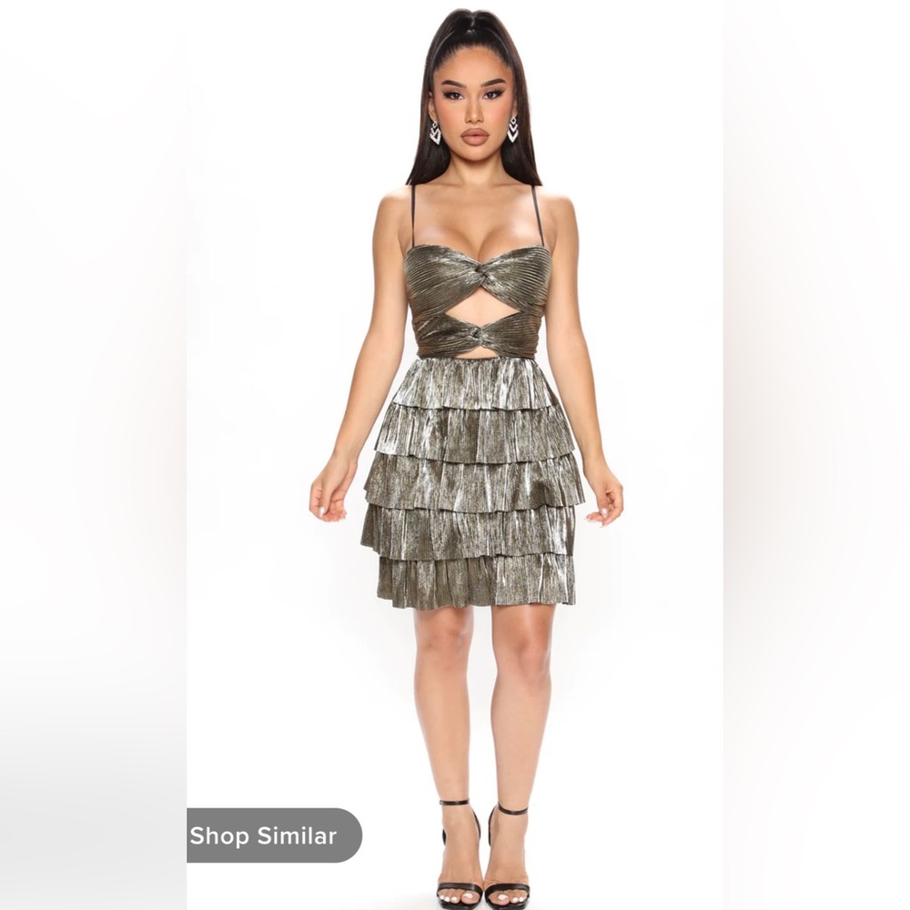 Fashion Nova Metallic Mini Dress - Gold and worn ONCE